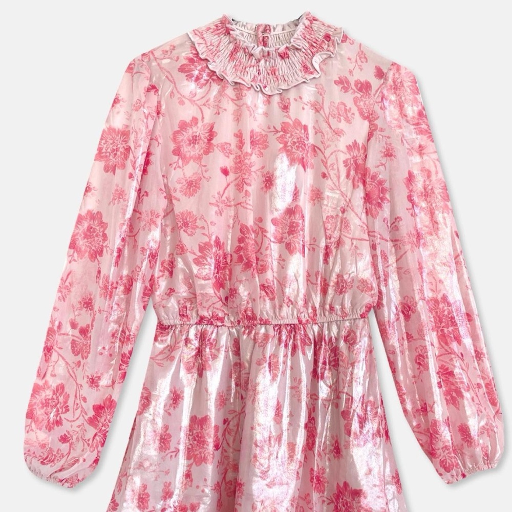 Long Sleeve Pink Floral Dress
